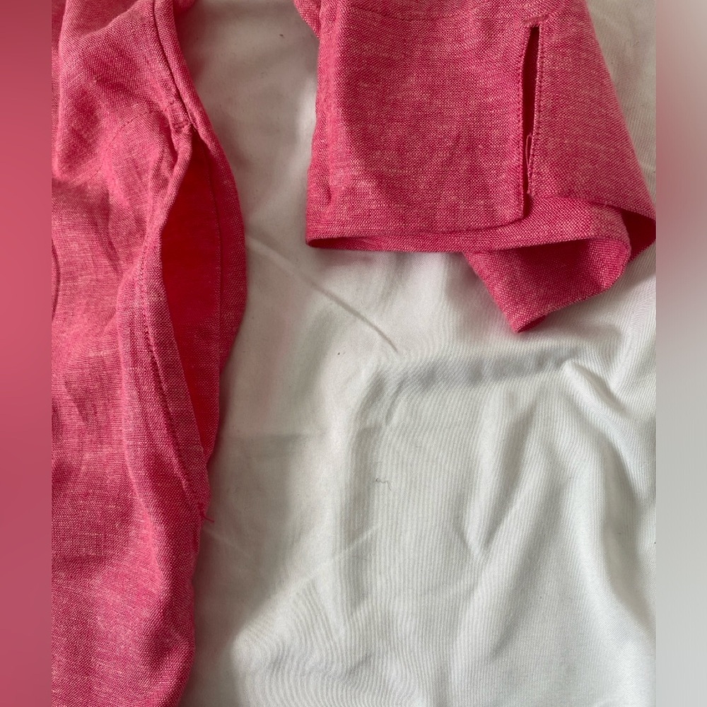 Lands' End Vibrant Pink Linen Blend Blouse, Size XS - Picture 4 of 8